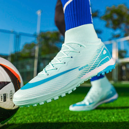 Kids Soccer Cleats for Boys and Girls Youth High-top Football Shoes Outdoor Athletic Turf Soccer Shoes
