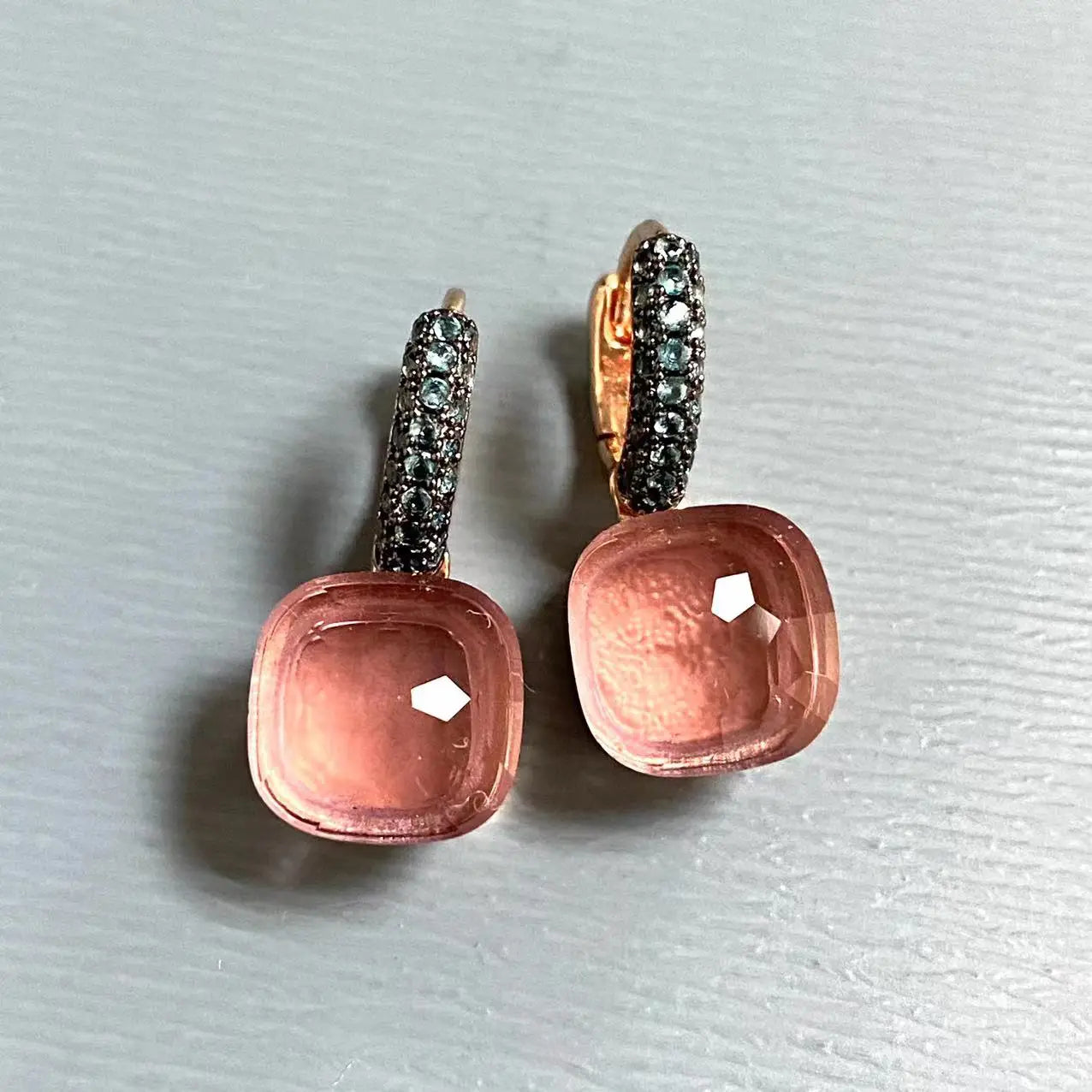 Classic Nudo Earrings Inlay Blue Topaz Zircon With Black Gun Plated Brown Crystal Earrings Fashion Jewelry Gift For Women