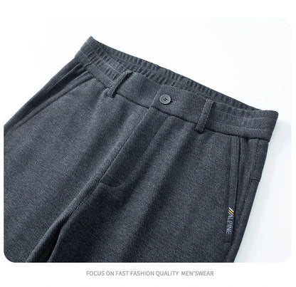 Men's Winter Casual Pants Thick Fleece Warm Elastic Waist Straight Slim Trousers Light Business Comfort Daily Wear Thermal Pants