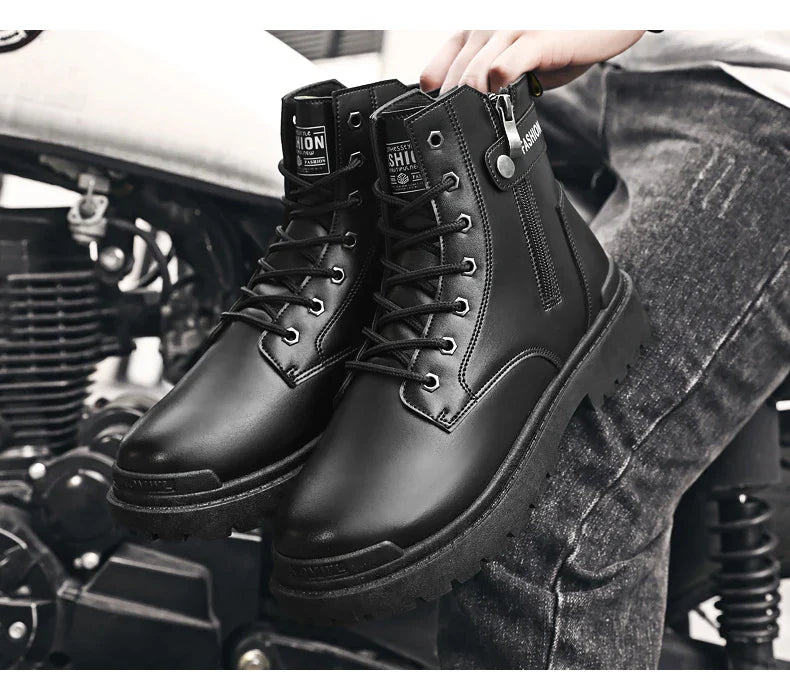 Men's high top casual boots four seasons new outdoor anti slip comfort workwear boots fashion versatile trendy boots men's shoes