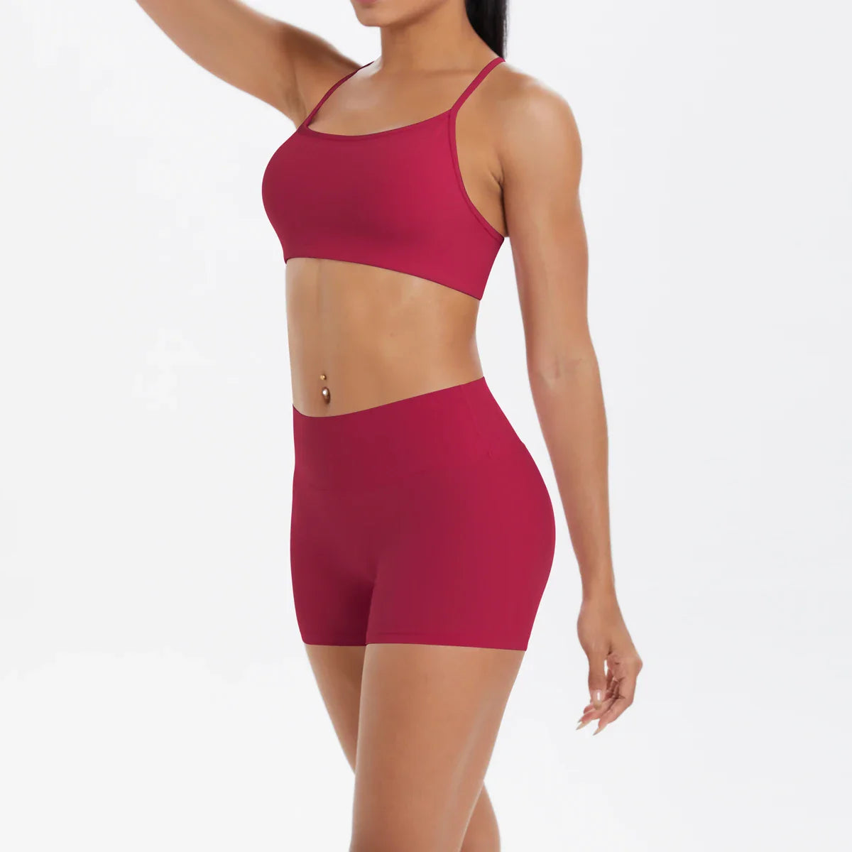 2PCS Yoga Clothes  Halter Yoga Top Set Fitness Gym Suit Crossover Back Sports Underwear Workout Gym Shorts Fitness High Waist