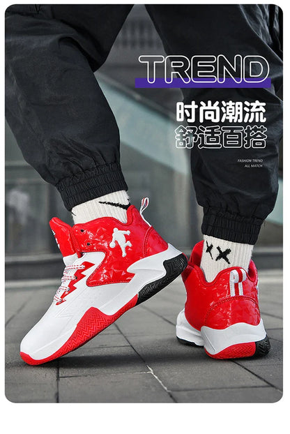 Children Basketball Shoes for Boys Girls Kids Teenagers Breathable Non-slip Lace Up Indoor Outdoor Training Sneakers Tennis Shoe