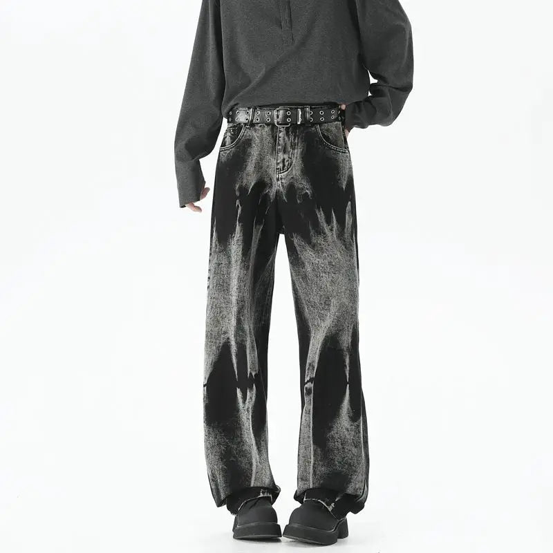 Autumn Men's Baggy Wide Leg Men's Jeans High Street Style Dyed Denim Casual Straight Neutral Wind Baggy Jeans Fashion Versatile