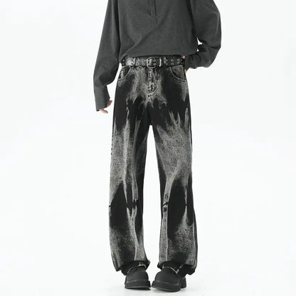 Autumn Men's Baggy Wide Leg Men's Jeans High Street Style Dyed Denim Casual Straight Neutral Wind Baggy Jeans Fashion Versatile