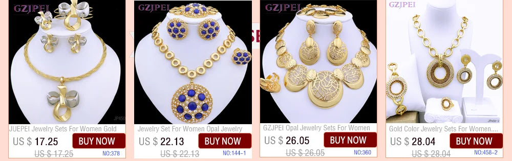 Dubai Nigeria Jewelry Set For Women Classic Design Beads Necklace Earrings Ring Bracelet 18K Gold Plated 4Pcs Set Jewelry