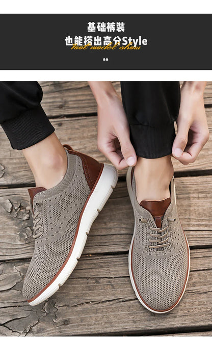 Large Size Comfortable Men's Shoes Light Fashion Casual Sports Shoes Breathable Flying Mesh Top Loafers