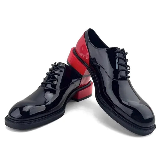 New Design Men Derby Shoes Genuine Leather Lace-up Casual Business Formal Shoes Cowhide Patchwork Fashion Party Wedding Shoes