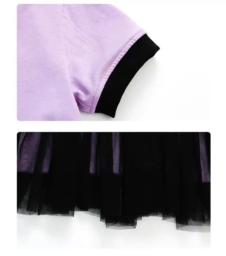 Princess Style Short Sleeve Dress for Girls Baby Mesh Skirt Summer New Arrival Children's Clothing Casual Daily Skirt