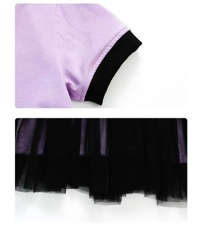 Princess Style Short Sleeve Dress for Girls Baby Mesh Skirt Summer New Arrival Children's Clothing Casual Daily Skirt