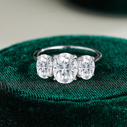 Full Oval Cut Mossanite Lab Diamond Ring 925 Sterling Sliver with Gold Plated Rings for Women Party Jewelry Ladies Band