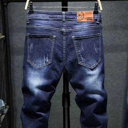 2024 Spring and Autumn New Fashion Solid Color Retro Stretch Denim Pants Men's Casual Loose Breathable High-Quality Jeans 28-36