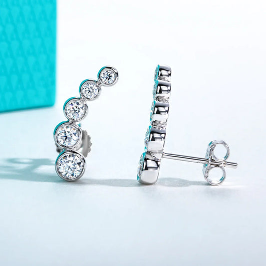 0.82cttw Moissanite Stud Earrings 925 Sterling Silver Gold Plated Classic Bezel Smile Earrings for Women Jewelry Gifts