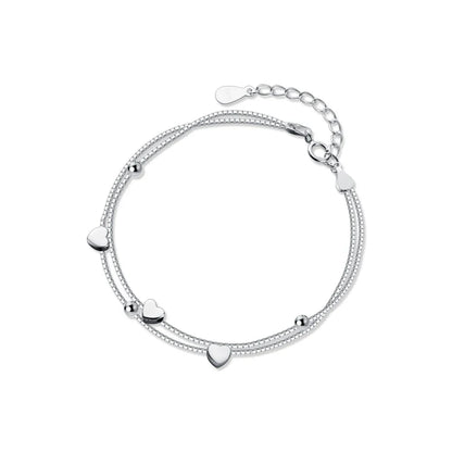 New 925 Sterling Silver Little Balls Love Hearts Charm Bracelet for Women Adjustable Link Chain Fine Jewelry Lover Gift