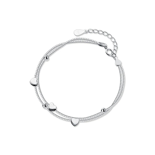 New 925 Sterling Silver Little Balls Love Hearts Charm Bracelet for Women Adjustable Link Chain Fine Jewelry Lover Gift