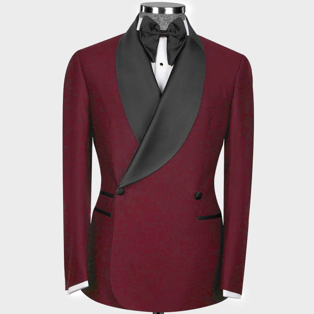 Men Suit 2 Pieces Black With Bright Lapel Double Button For Wedding Banquet Work Office Business Casual Jacket With Pants