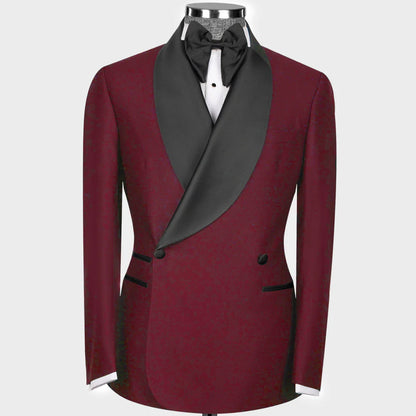 Men Suit 2 Pieces Black With Bright Lapel Double Button For Wedding Banquet Work Office Business Casual Jacket With Pants