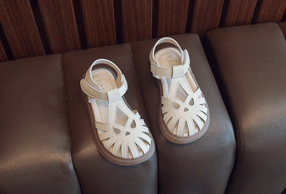 Children's Soft-soled Shoes Summer T-Strap Closed Toe Little Girls Princess Fashion Anti-Slip Korean Style Boys Beach Sandals