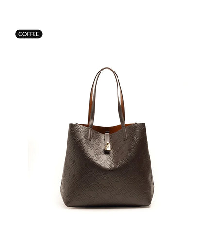 Solid Color Women's Bucket Bag Classic Luxury Letter Printing Simple Commuting Large Capacity Women's Handbag