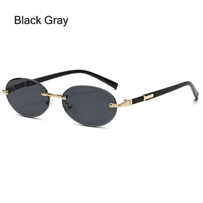 Rimless Rectangle Sunglasses Fashion Y2K Frameless Sun Glasses Shades for Women & Men