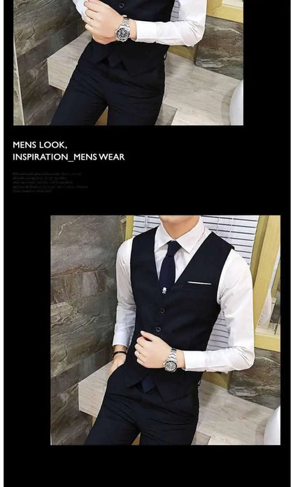 Men's Wedding Suit Three-Piece Set Brother's Match Groomsmen Formal Wear Business Casual Polyester Fiber Flat Collar Slit