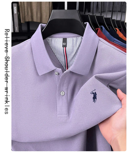 High end brand 100% cotton long sleeve polo shirt fashion luxury pony embroidery business casual comfort new Paul men's T-shirt