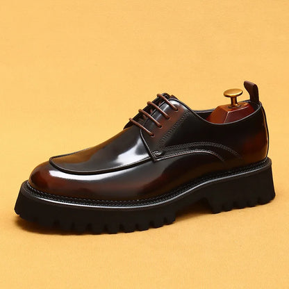 Men Oxford Brogue Genuine Leather Shoes Black Brown Classic Style Platform Lace Up Formal Shoes Wedding Office Dress Shoes Men