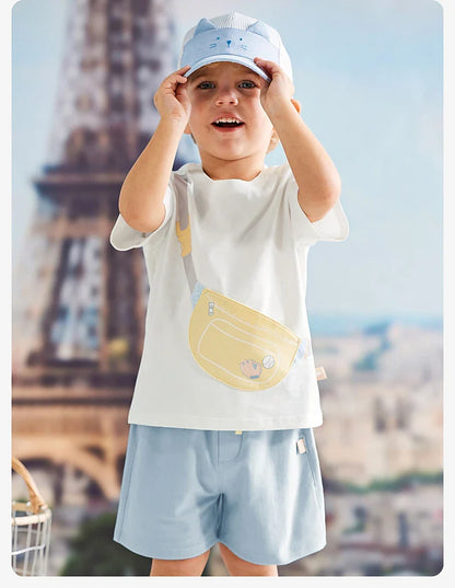 Boy's Suit 2025 New Summer Clothes Children's Short-Sleeved T-shirt Shorts Baby Two-Piece Set Casual Sport DB2240629