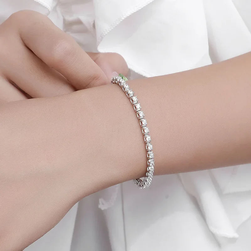 Luxury 0.2ct 3.5mm Full Moissanite Tennis Bracelet for Women Wedding Party Fine Jewelry Real 925 Sterling Silver Bracelets