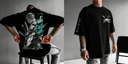 One Piece Zoro Anime Men's Short Sleeve T-shirt New Summer Cotton Streetwear Casual Top Graphic Tee Oversized Y2k Clothes Unisex