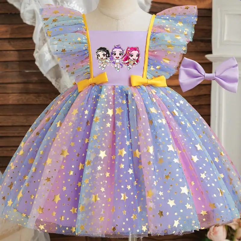 Baby Prinsess Dress Girls Birthday Party Dresses Kids Children Sleeveless Tulle Tutu Clothings 1-5Y