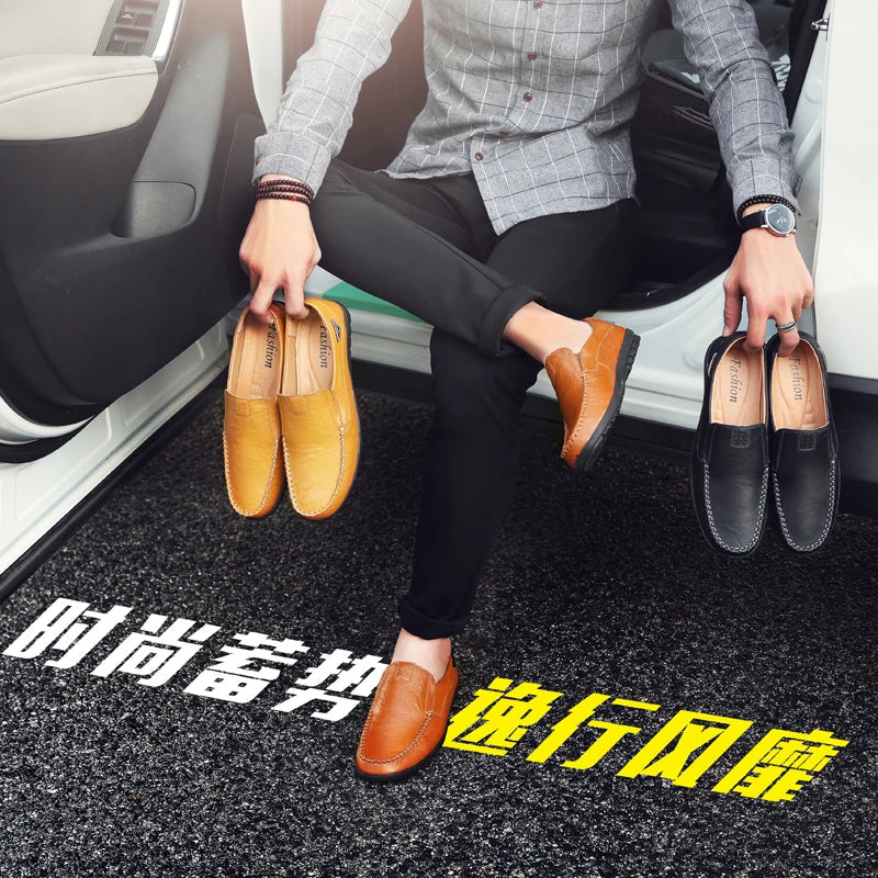 Leather Men Casual Shoes Luxury Brand 2024 Mens Loafers Moccasins Breathable Slip on Black Driving Shoes Plus Size 37-47