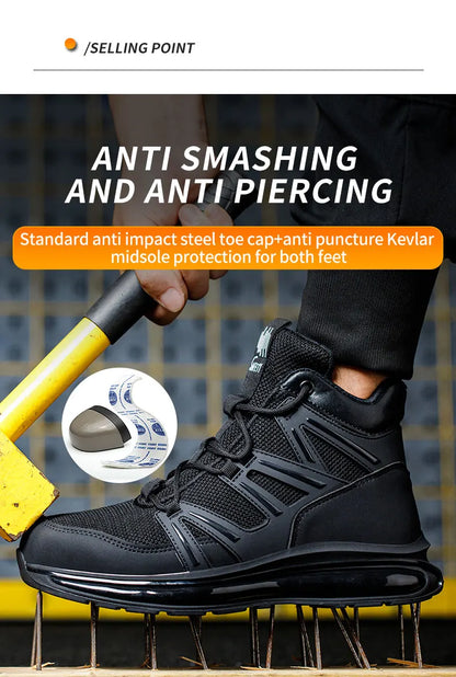 Men Work Safety Shoes Anti-smashing Steel Toe Cap Working Boots Construction Indestructible Work Soft-Soled Sneakers Men Shoes