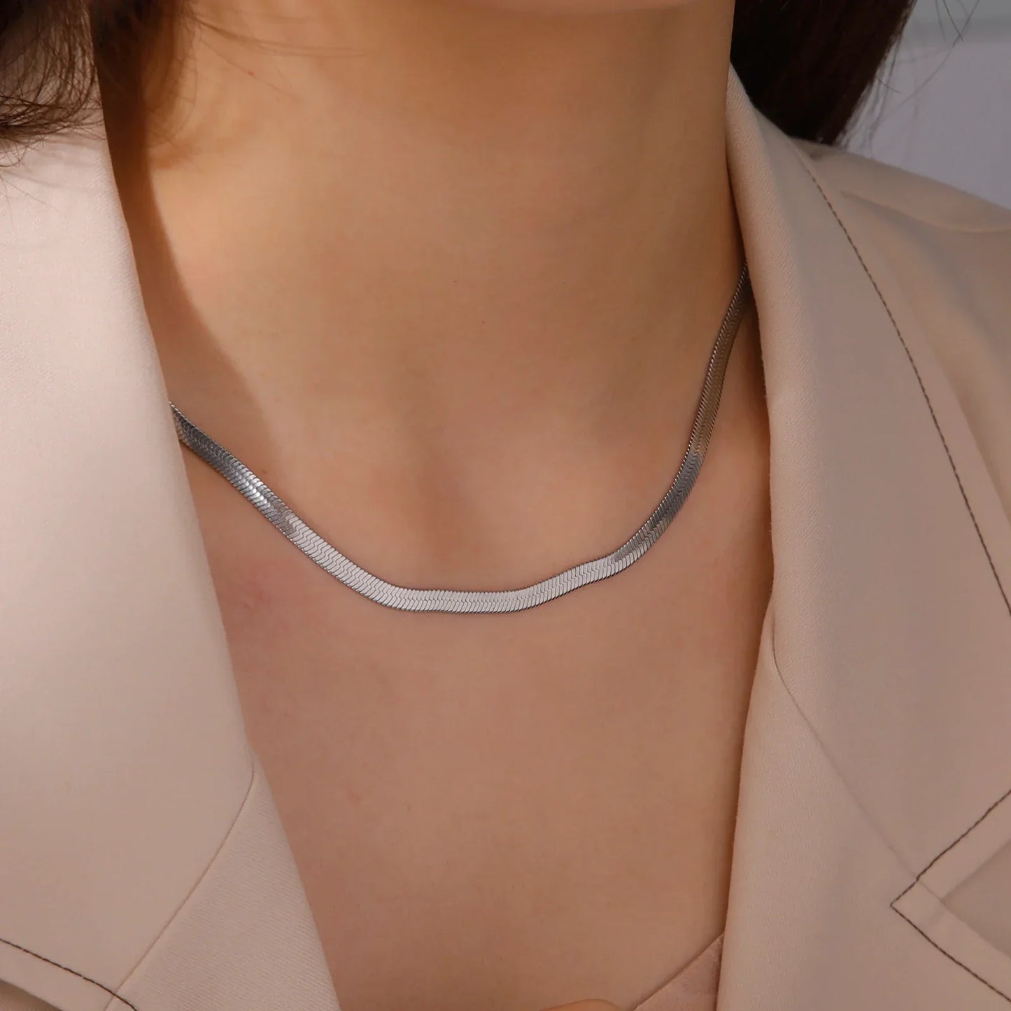 Stainless Steel Snake Chain Necklace for Women Men Gold Color Herringbone Choker Neck Chains 2026 Trend Jewelry Gift Hot