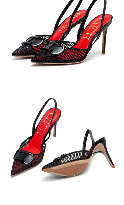 Breathable Mesh Design Fashion Women's Sandals Solid Color Simple Classic Style Versatile Women's High Heels