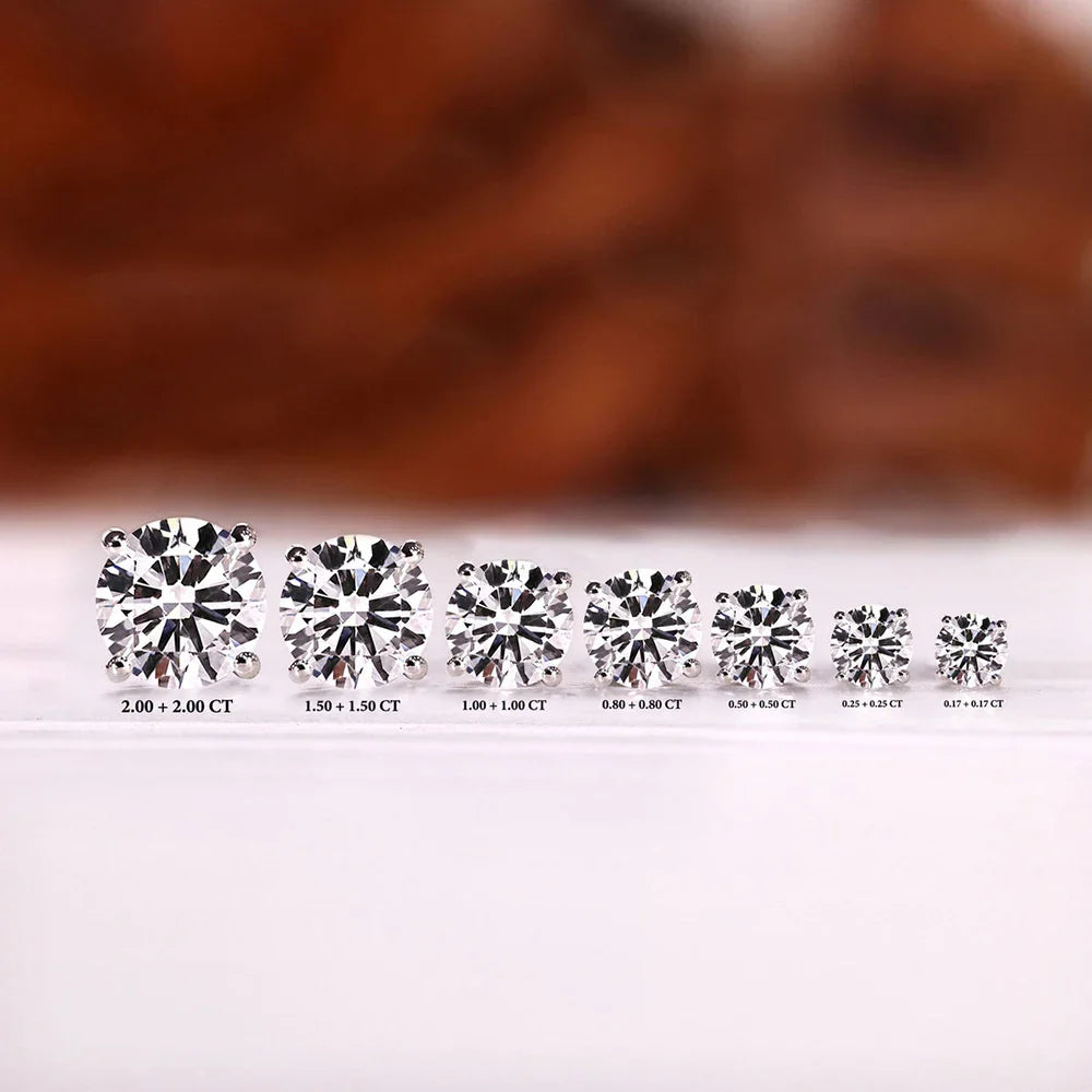 Certified 1/2/3/4/5carat Moissanite Stud Earrings for Women Men 925 Sterling Silver Sparkling Diamond Screw Back Ear Studs