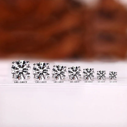 Certified 1/2/3/4/5carat Moissanite Stud Earrings for Women Men 925 Sterling Silver Sparkling Diamond Screw Back Ear Studs