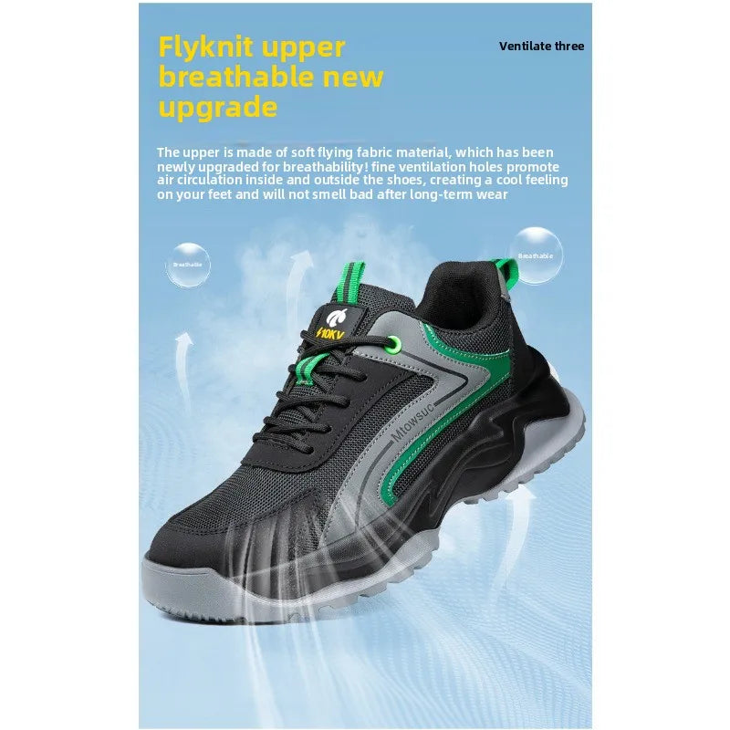 Men's Labor Protection Shoes Anti-Smashing Anti-Piercing Lightweight Breathable Wear-Resistant Safe Work Shoes