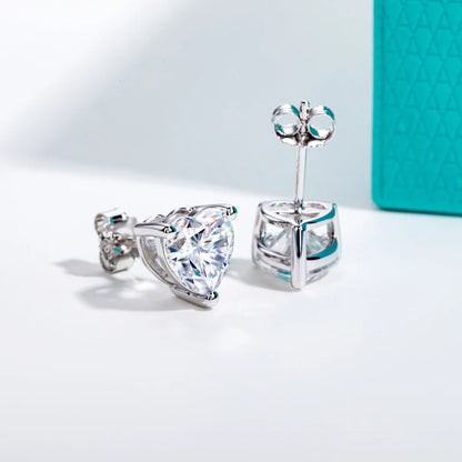 Heart Moissanite Stud Earrings 1cttw-6cttw D Color VVS1 925 Sterling Silver 18k Gold Plated Classic Women's Jewelry