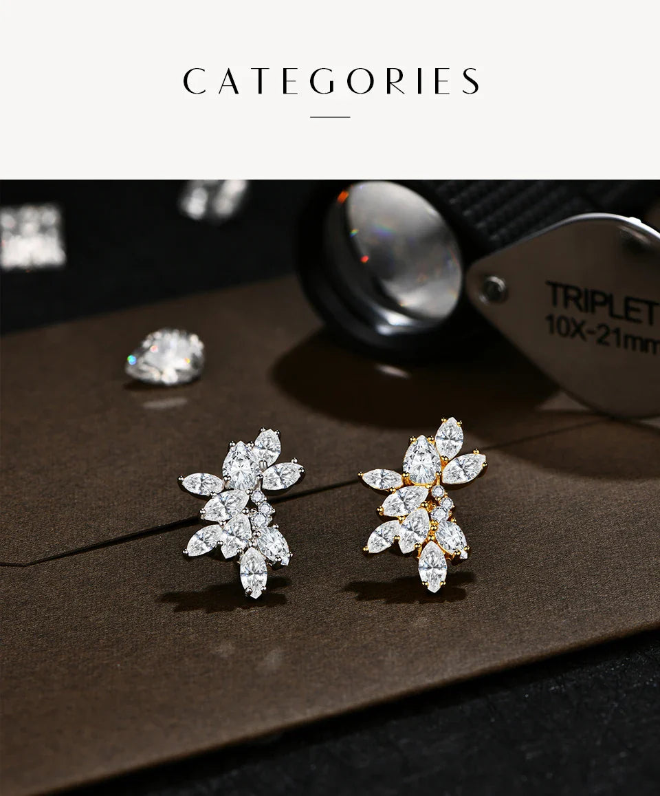 Luxury S925 Sterling Silver Moissanite Stud Earrings for Women Man Wedding Engagement Party Gift Exquisite Jewelry Sets