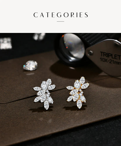 Luxury S925 Sterling Silver Moissanite Stud Earrings for Women Man Wedding Engagement Party Gift Exquisite Jewelry Sets