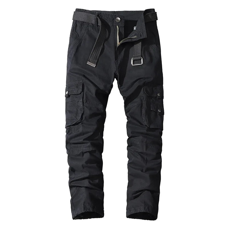 Four-season Pure Cotton Casual Pants Men's Work Pants Multi-pocket Straight Trousers