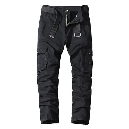 Four-season Pure Cotton Casual Pants Men's Work Pants Multi-pocket Straight Trousers