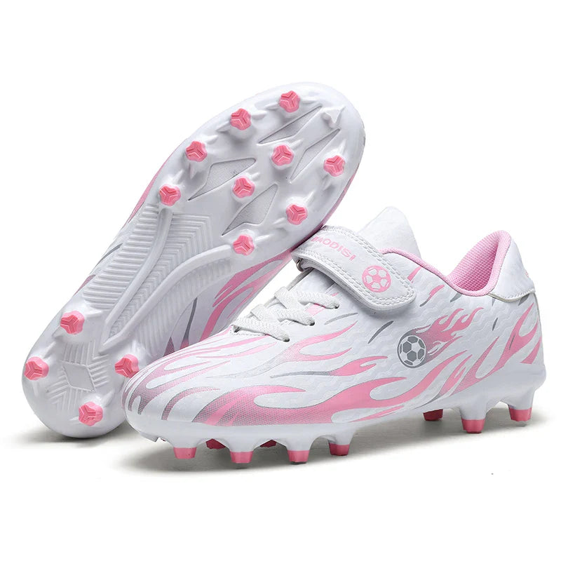 Children’s Soccer Shoes Grass Non-Slip Football Ankle Support Boots Outdoor Cleats Shoes Boys TF/FG Turf Futsal Training Shoes
