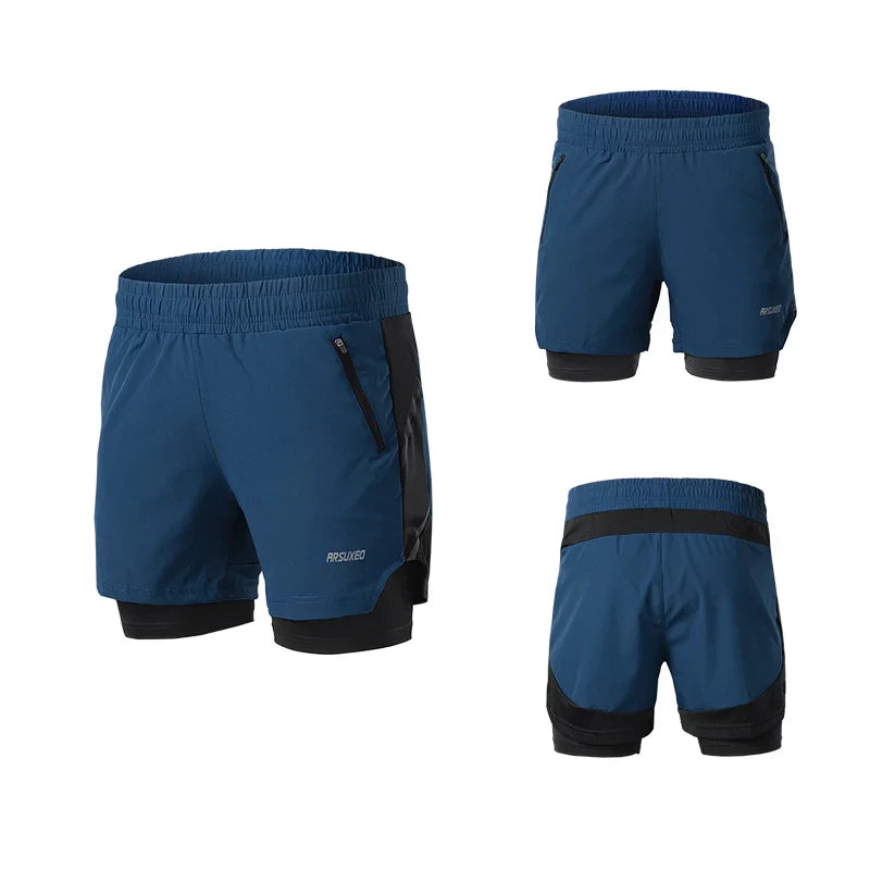 Men's 7" Running Shorts 2 in 1 Quick Dry Athletic Training Exercise Jogging