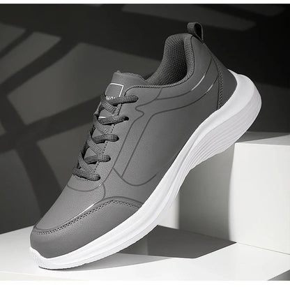 2025 New Lightweight Men Casual Leather Sneakers Non-slip Breathable Male Outdoor Running Shoes Lace Up Soft Sport Shoes