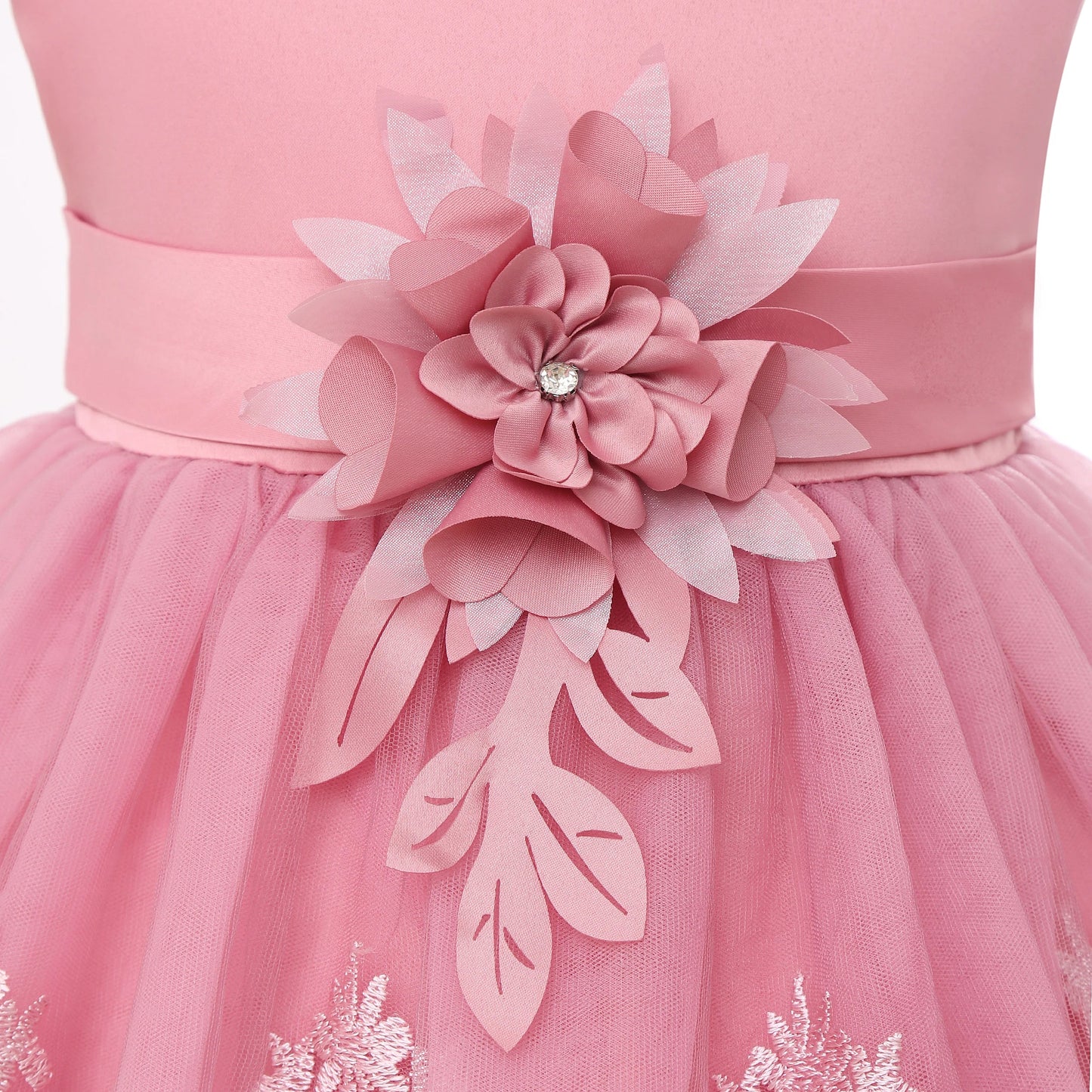 Europe and the United States cross-border new sleeveless undershirt embroidered princess dress girls flowers mesh dress flower