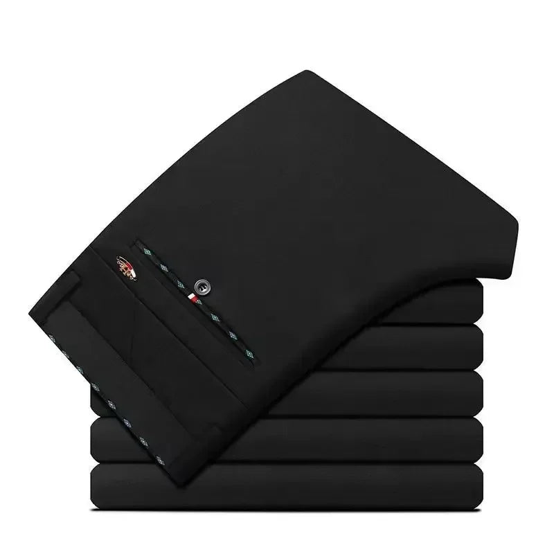 Men‘s Suit Pants Business Office Male Dress Pants Elastic Wrinkle Resistant Big Size Classic Casual Trousers Black Navy Blue