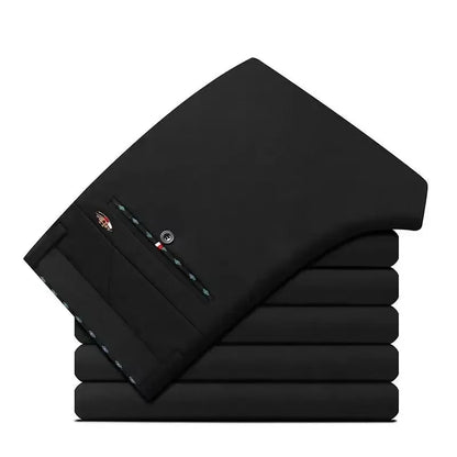 Men‘s Suit Pants Business Office Male Dress Pants Elastic Wrinkle Resistant Big Size Classic Casual Trousers Black Navy Blue