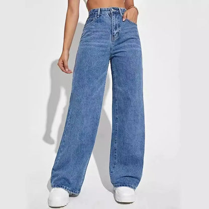 Y2k High street baggy straight pants High waisted all-in-one slim pants