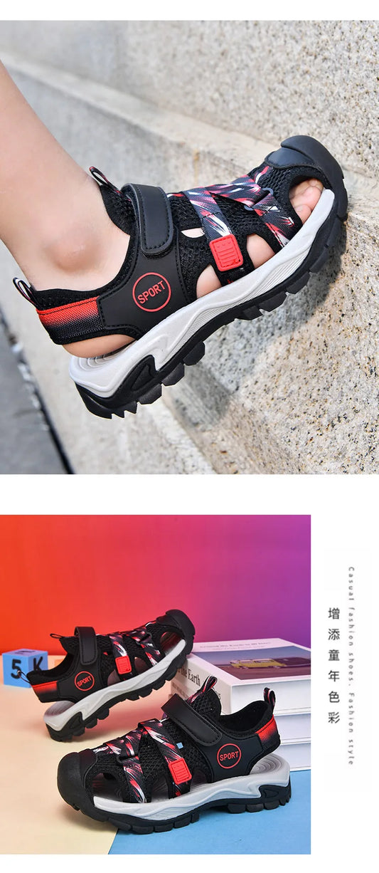 Summer Boys Closed-Toe Sandals Non-Slip Soft Sole Water Shoes for Beach Walking Outdoor Play Comfortable Kids Casual Sandals
